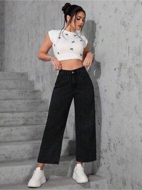 SHEIN High-Rise Wide Leg Jeans